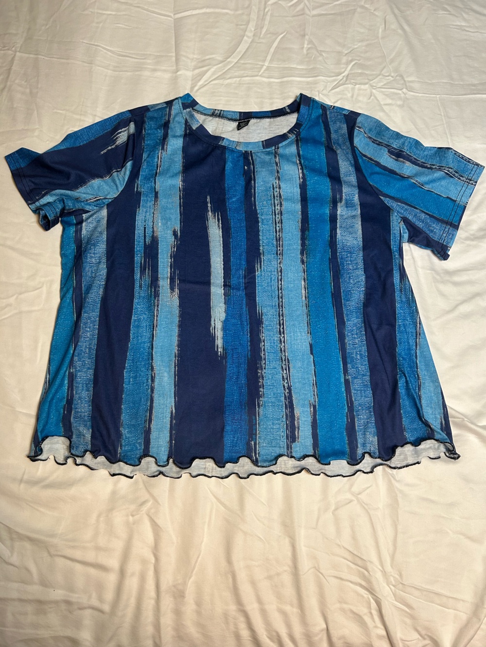 SHEIN Blue Striped Short Sleeve Tee